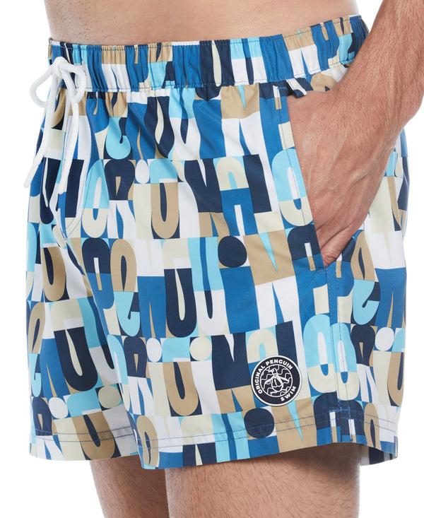 Original Penguin 4" All-Over Multi Color Logo Swim Short