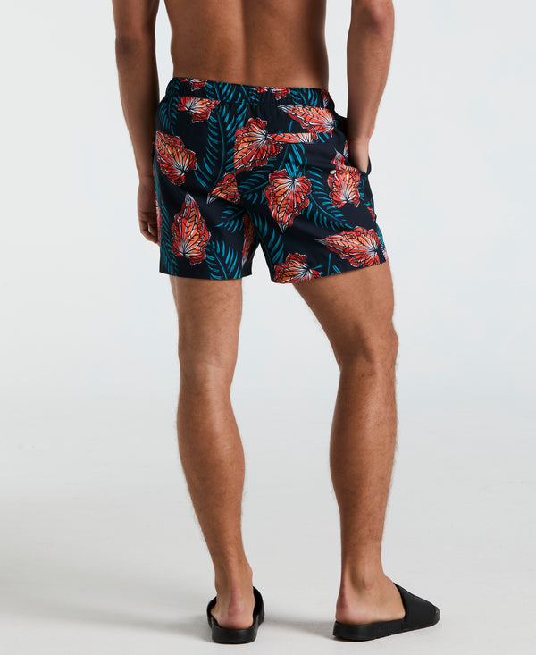 Original Penguin 5" All-Over Leaves Print Swim Short