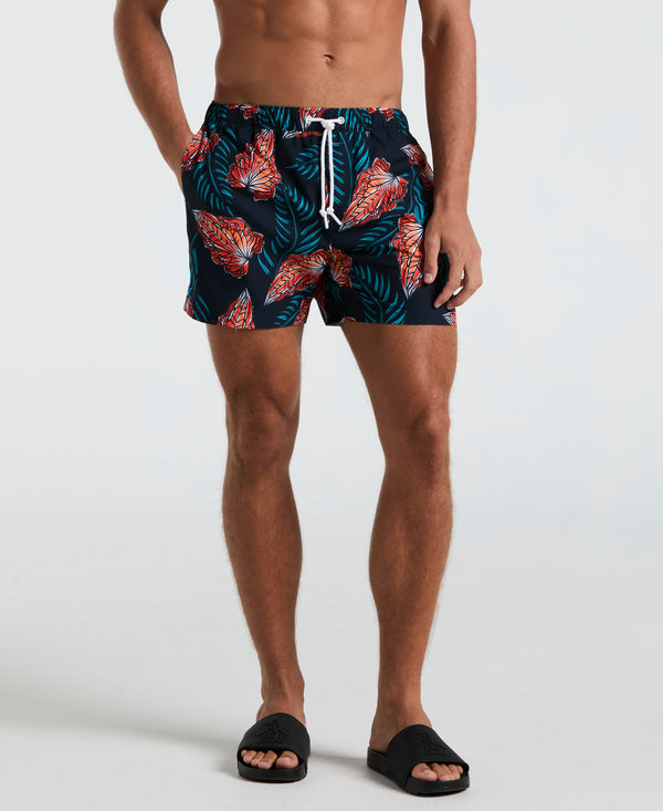 Original Penguin 5" All-Over Leaves Print Swim Short