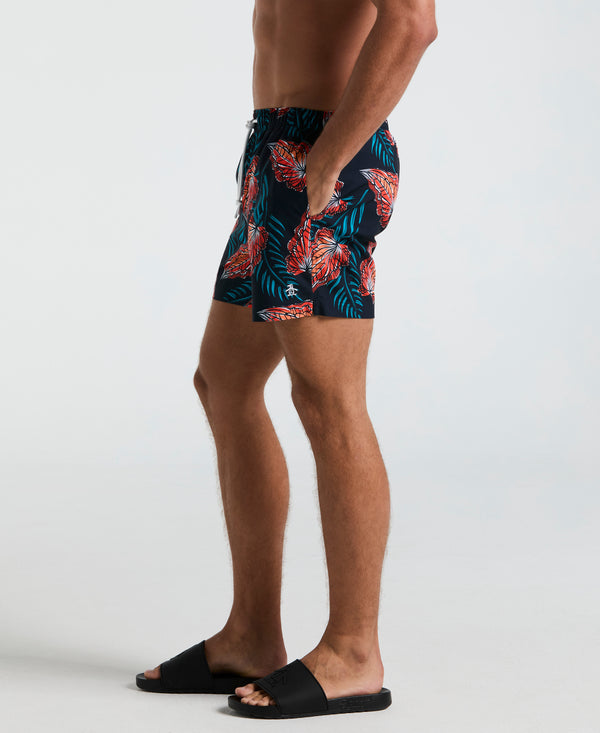 Original Penguin 5" All-Over Leaves Print Swim Short