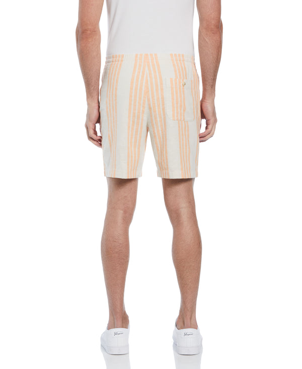 Original Penguin 7" Linen Blend Vertical Stripe Print Short