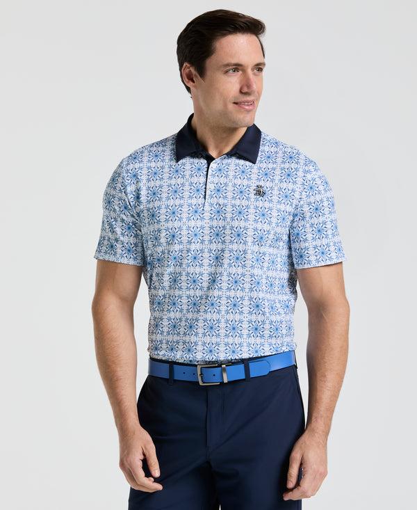 original penguin All-Over Cocktail Windowpane Printed Golf Polo
