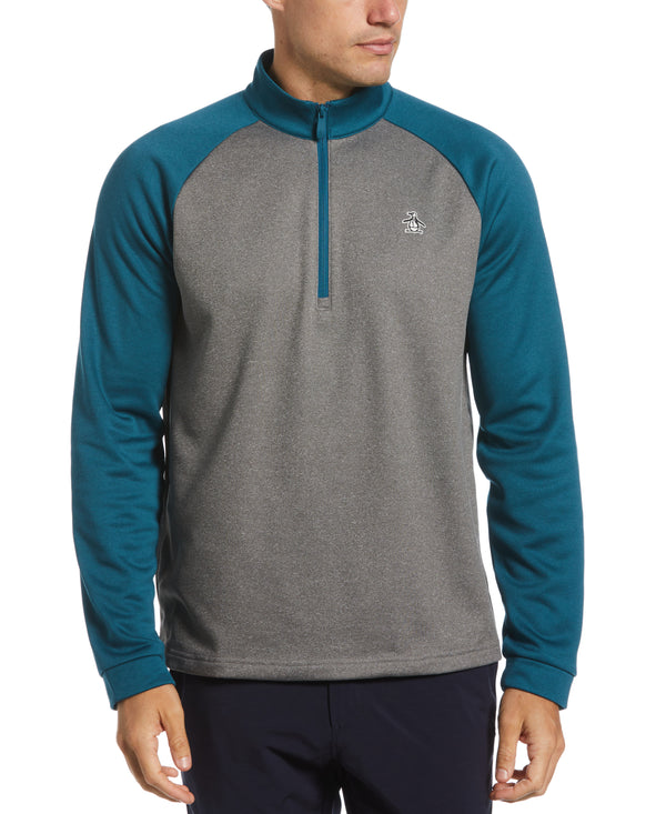 Original Penguin Color Block Fleece Quarter Zip Sweater