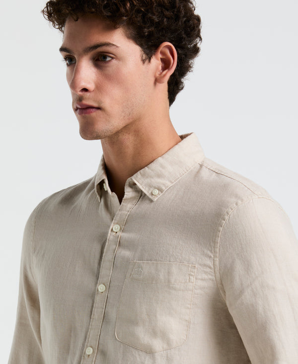 Original Penguin Delave Linen Long Sleeve Pocket Shirt
