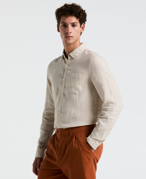 original penguin Delave Linen Long Sleeve Pocket Shirt