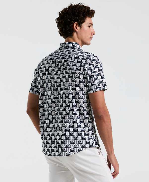 Original Penguin Linen All-Over Geo Palms Print Shirt