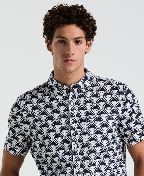 Original Penguin Linen All-Over Geo Palms Print Shirt