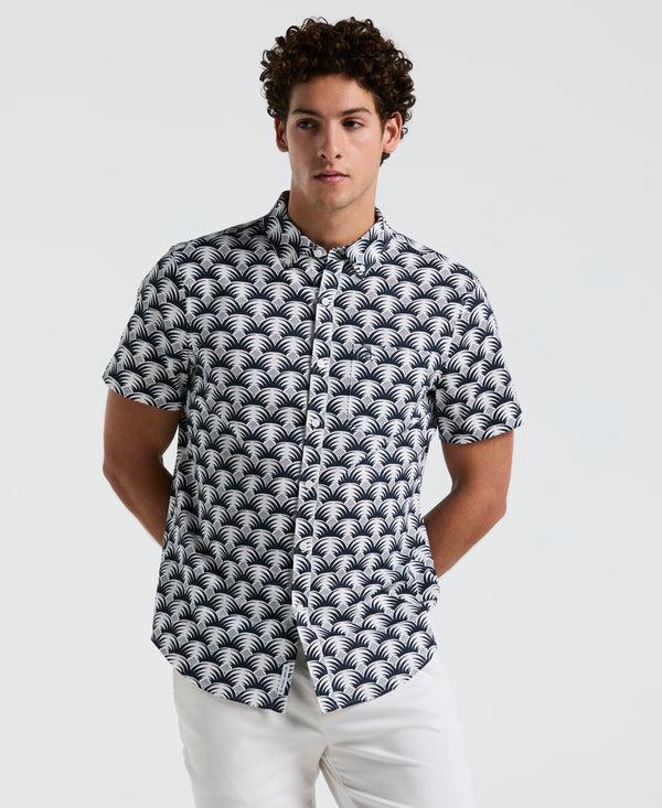 original penguin Linen All-Over Geo Palms Print Shirt