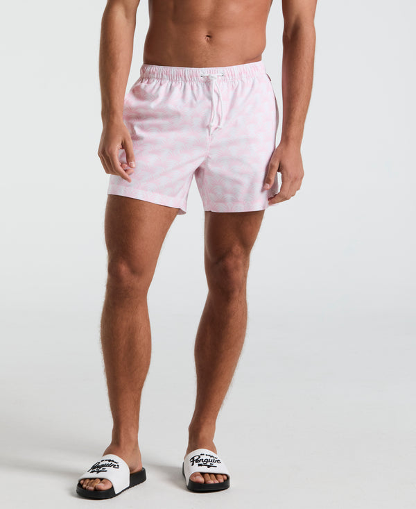 Original Penguin 5" All-Over Geo Palms Swim Short