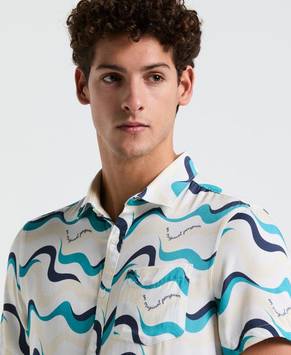 Original Penguin All-Over Multiwave Print Shirt