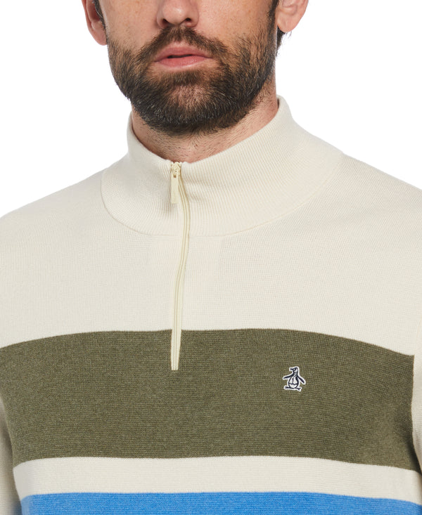 Original Penguin Chest Stripe Quarter Zip Sweater
