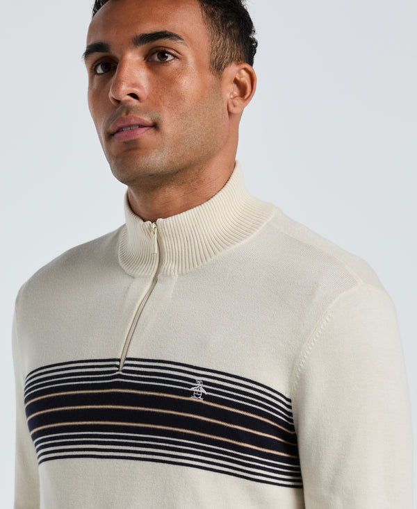 Original Penguin Chest Stripe Quarter Zip Sweater