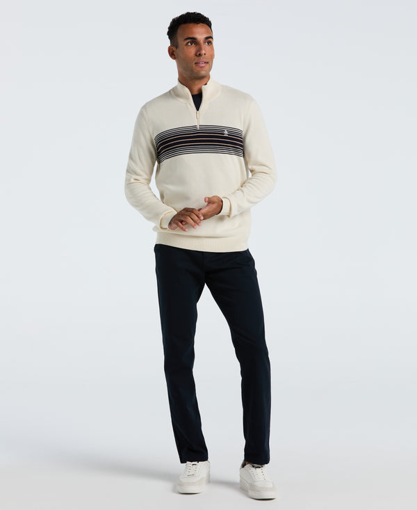 Original Penguin Chest Stripe Quarter Zip Sweater