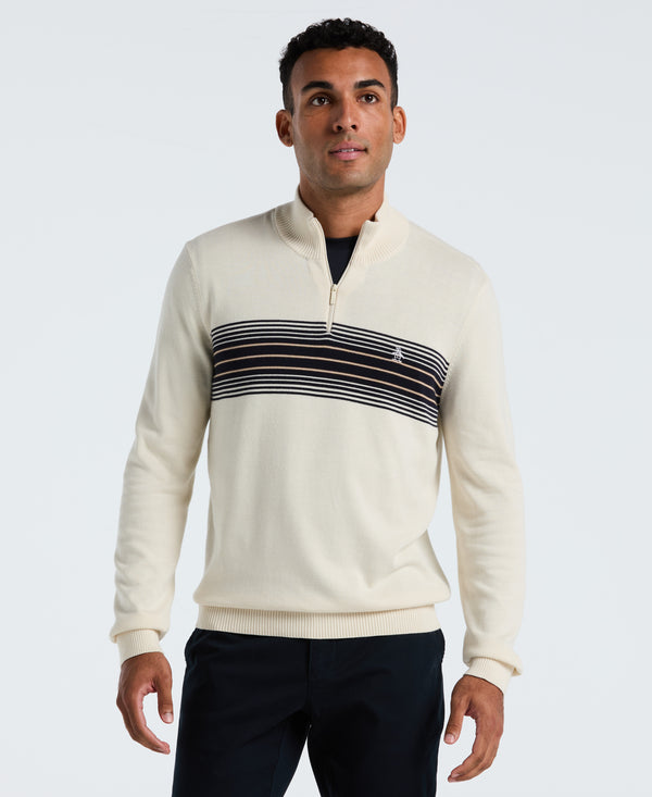 original penguin Chest Stripe Quarter Zip Sweater
