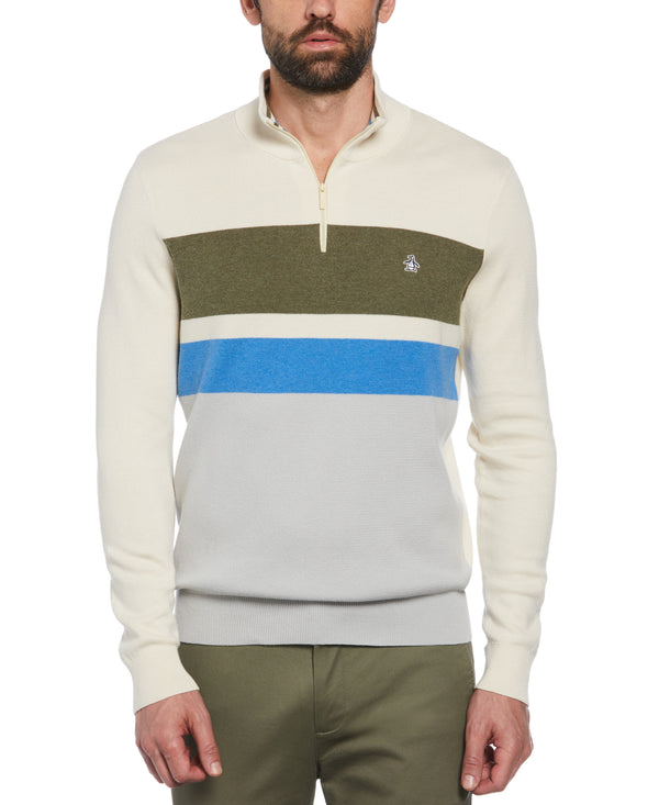 original penguin Chest Stripe Quarter Zip Sweater