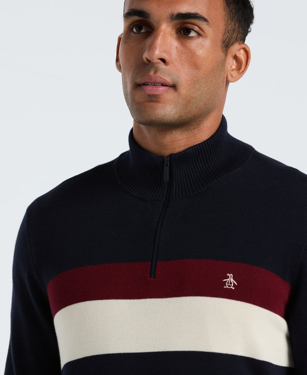 Original Penguin Colorblock Quarter Zip Sweater