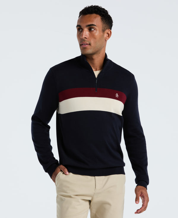 original penguin Colorblock Quarter Zip Sweater
