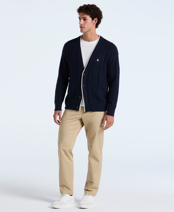 Original Penguin Cotton Blend Cable Knit Cardigan