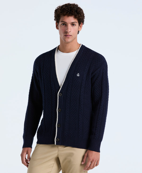 original penguin Cotton Blend Cable Knit Cardigan