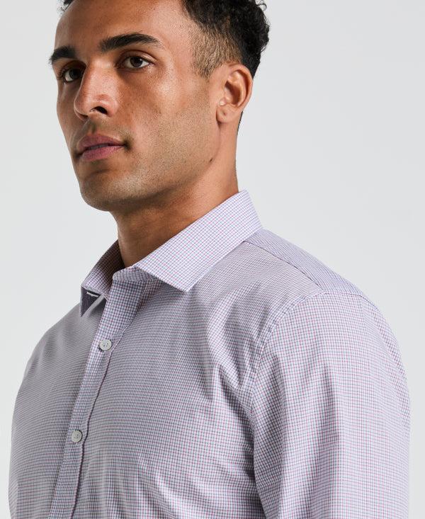 Original Penguin Plum Mini Check Print Dress Shirt
