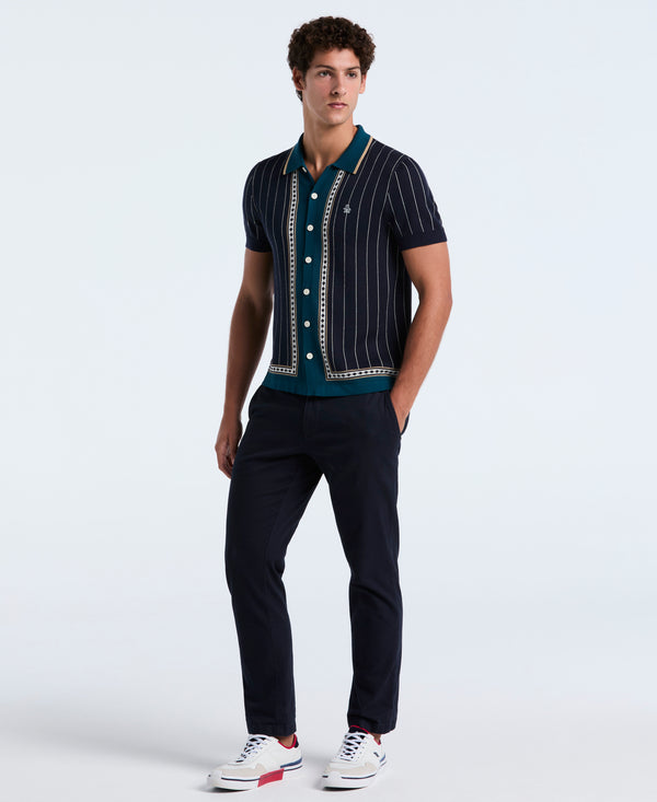 Original Penguin Stripe Button-Down Sweater Polo