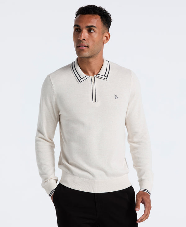 original penguin Tipped Quarter Zip Sweater Polo