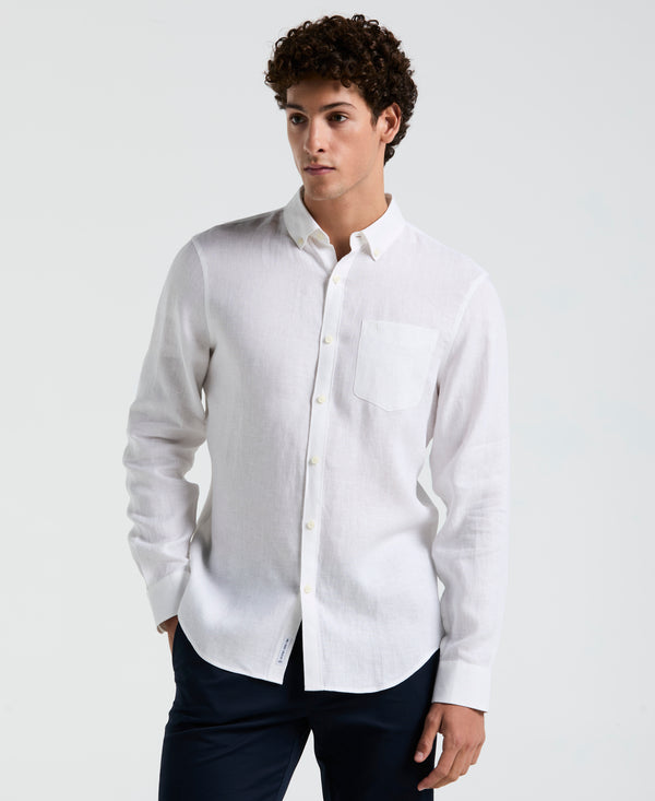 Original Penguin Washed Linen Long Sleeve Shirt