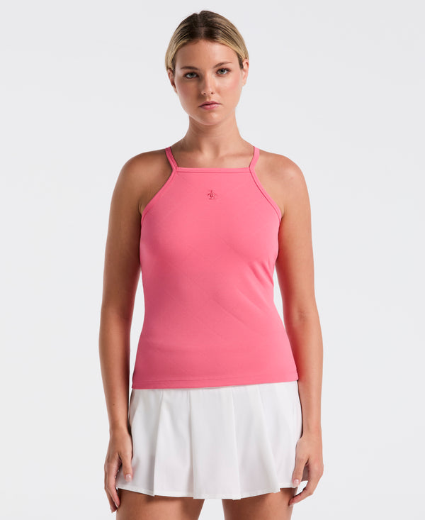 original penguin Women's Jacquard Grid Tennis Tank