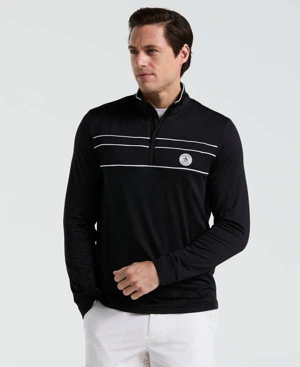 original penguin Quarter Zip Striped Golf Pull-Over