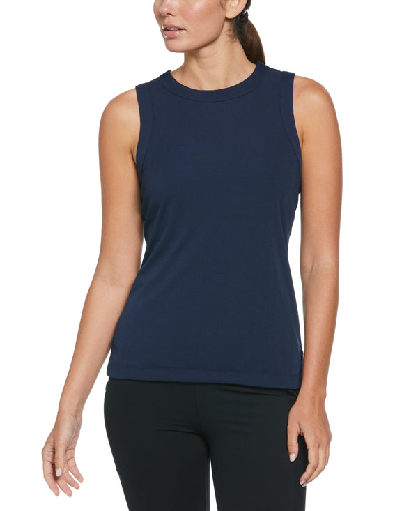 original penguin Women's Essential Ribbed Tennis Tank Top