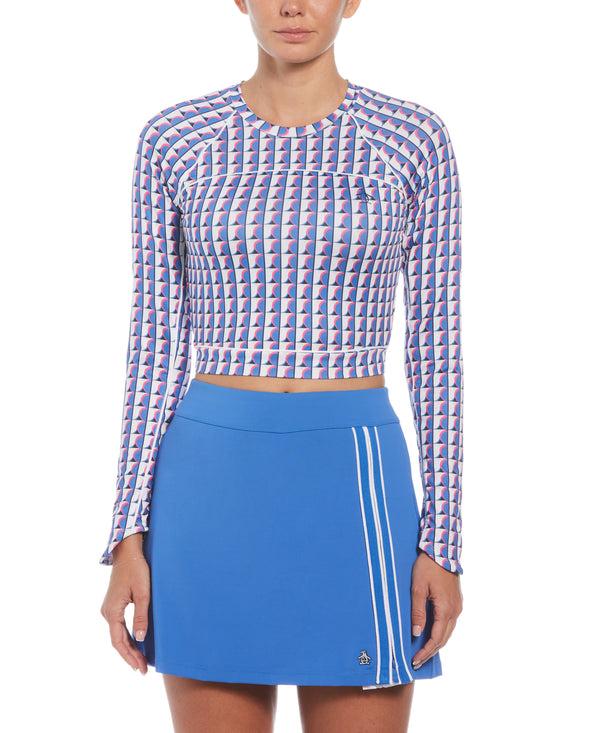 original penguin Women's Geometric Print Cropped Tennis Shirt