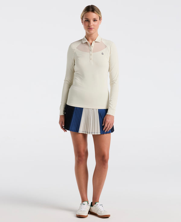 Original Penguin Women's Mesh Yoke Long Sleeve Polo