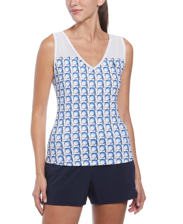 original penguin Women's Tennis Print V-Neck Tank Top