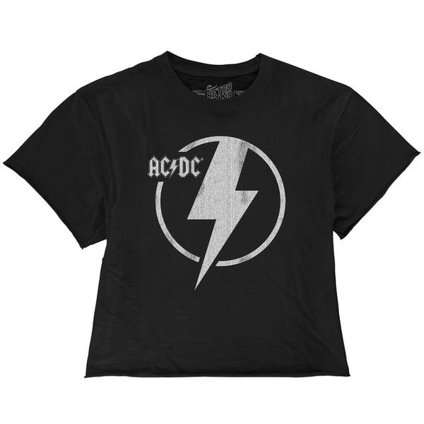 original retro brand AC/DC Bolt 100% Cotton Crop Slub Tee