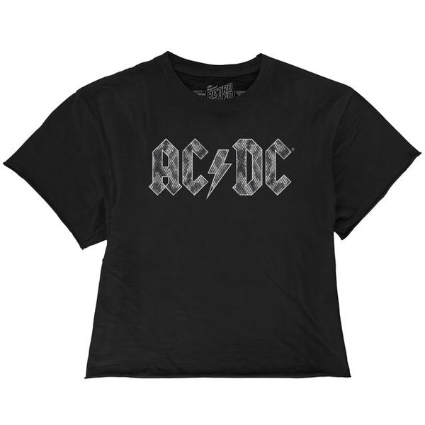 original retro brand AC/DC Snake Skin Logo 100% Cotton Crop Slub Tee