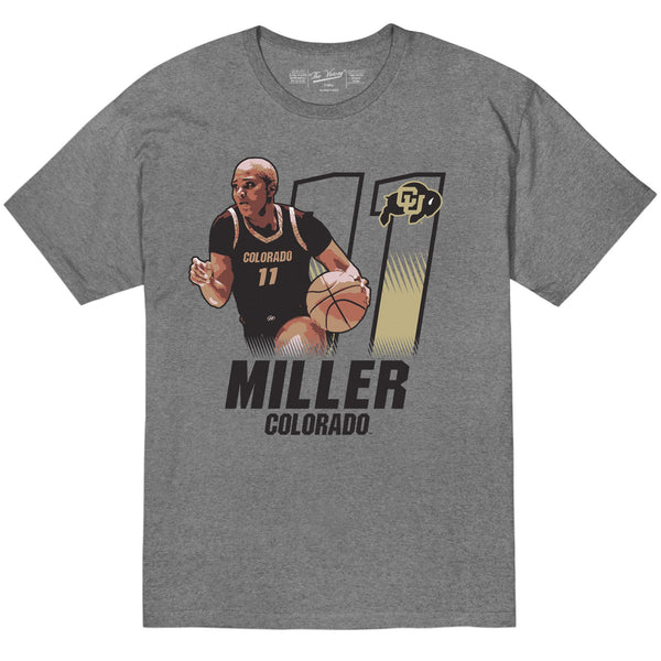 original retro brand Colorado Buffaloes Quay Miller Player Action Tee