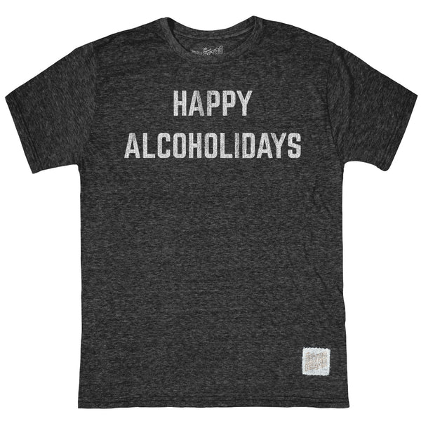 original retro brand Happy Alcoholidays Tri-Blend Tee