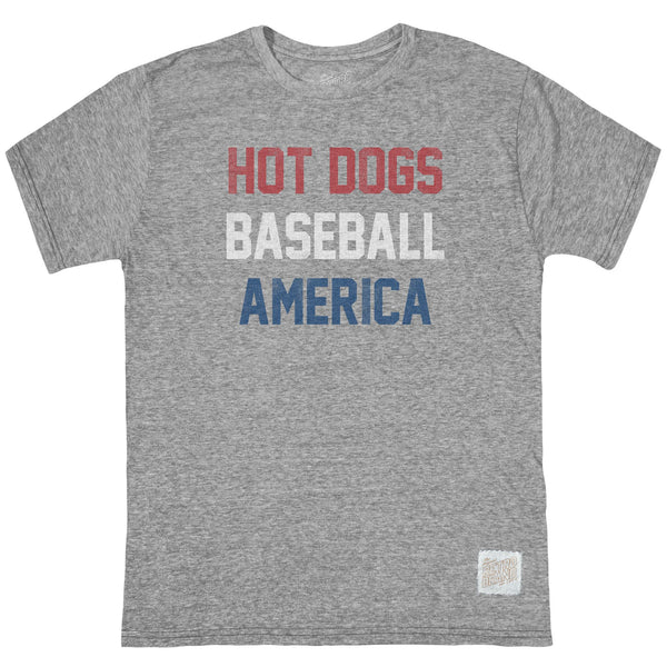 original retro brand Hot Dogs Baseball America Tri-Blend Tee