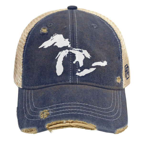 original retro brand Michigan's Great Lakes Vintage Snap Back Trucker Cap