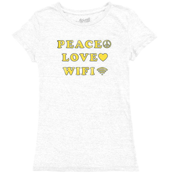 original retro brand Peace Love Wifi Tri-Blend Women's Crew Tee