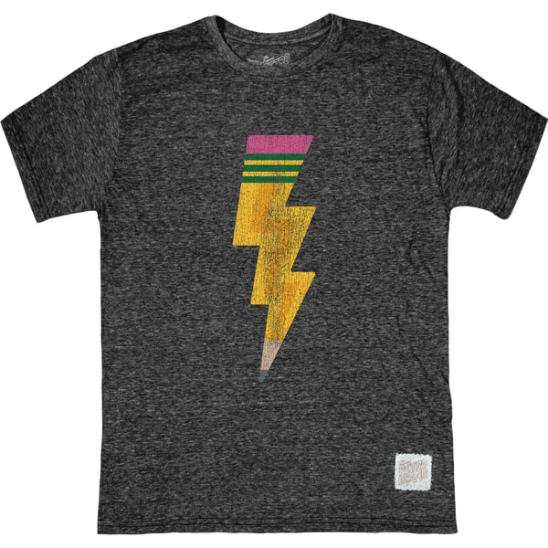 original retro brand Pencil Bolt Adult Tri-Blend Tee