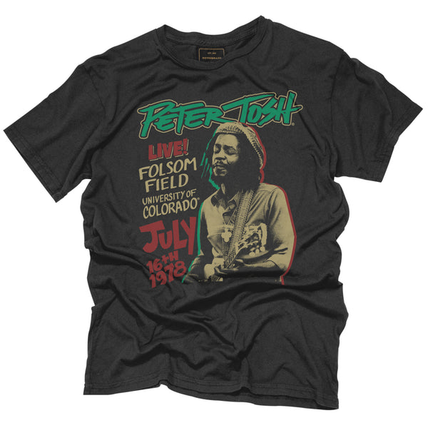 original retro brand Peter Tosh Folsom Field Black Label Tee