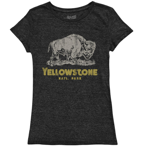 original retro brand Yellowstone Buffalo Women's Tri-Blend Crew Tee