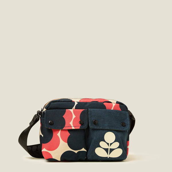 Orla Kiely Angle Camera Bag - Floating Flower Navy Red