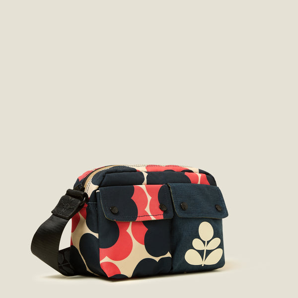 Orla Kiely Angle Camera Bag - Floating Flower Navy Red