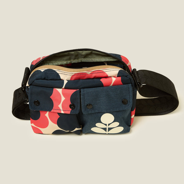 Orla Kiely Angle Camera Bag - Floating Flower Navy Red