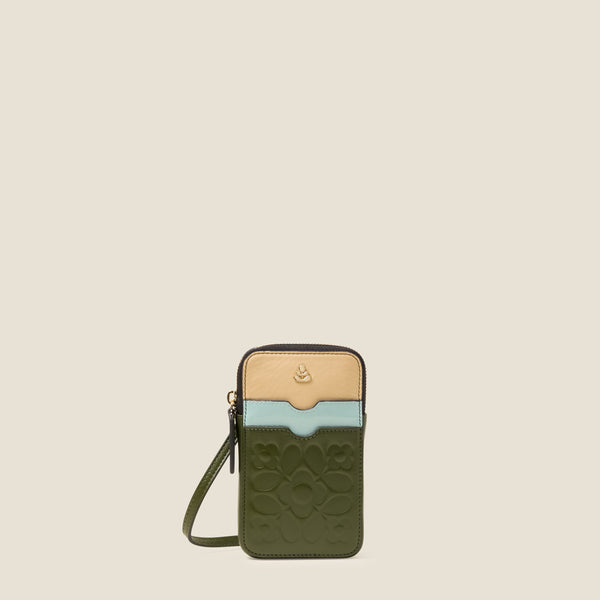 orla kiely Ariel Leather Phone Case - Tile Emboss Forest