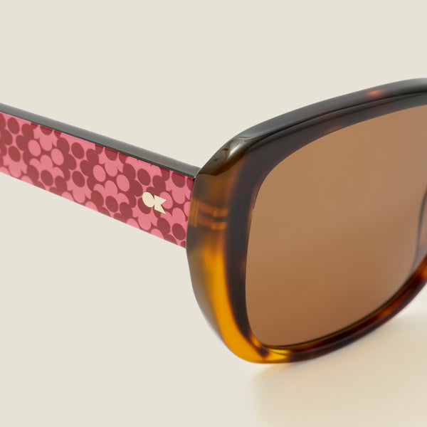 Orla Kiely Azalea Sunglasses - Tortoiseshell & Puzzle Flower Fuchsia