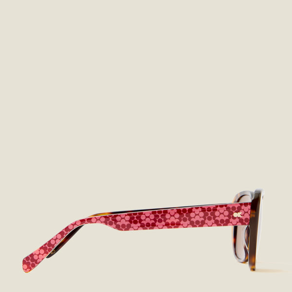 Orla Kiely Azalea Sunglasses - Tortoiseshell & Puzzle Flower Fuchsia