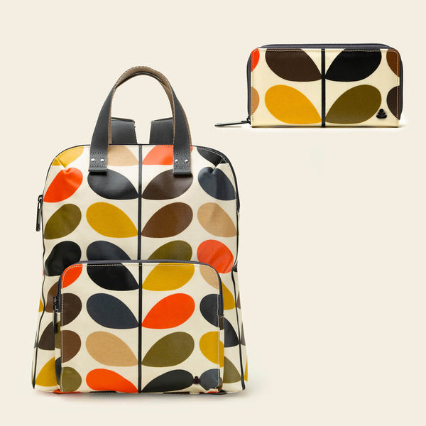 orla kiely Bestie Backpack & Forget Me Not Wallet Bundle Classic Multi Stem